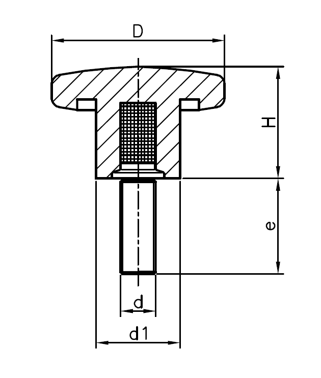 Stjernegreb, duroplast, udvendigt gevind M12, D=63 mm, H=40mm