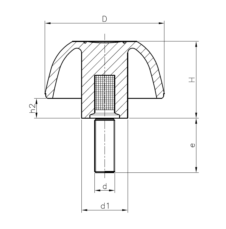 Stjernegreb, glasfiberforstærket polyamid, udvendigt gevind M12, D=63 mm, H=40mm