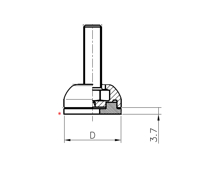 Antiskrid gummiunderlag, nbr, diameter = 40mm, højde = 3,7mm