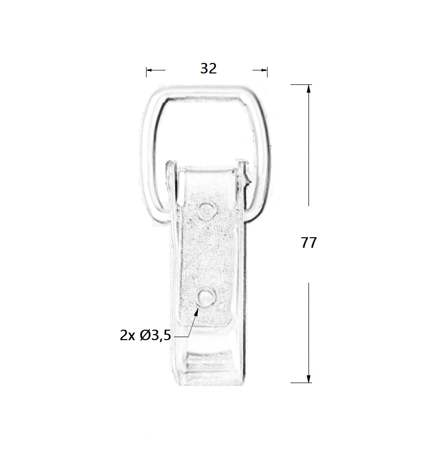 Snaplås, stål, L=77, B=32, H=19, ikke justerbar