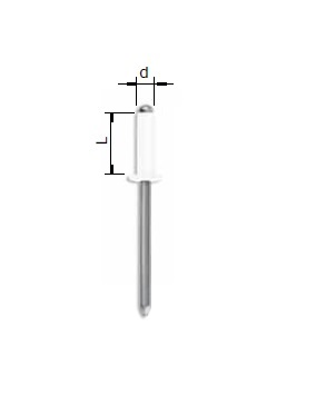 Blindnitte, åben, rundhovedet, aluminium, D=4,8, L=14, min. nitteevne=8