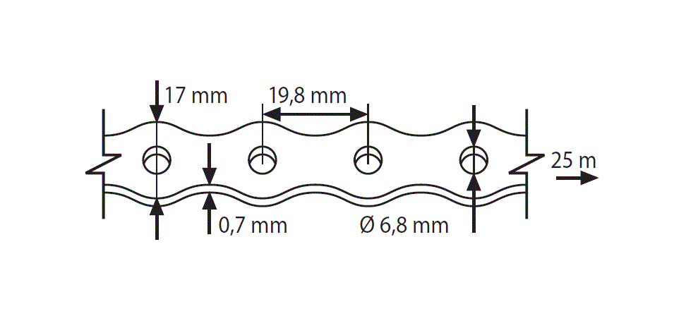 Hulbånd, stål, elforzinket, hul D=6,8