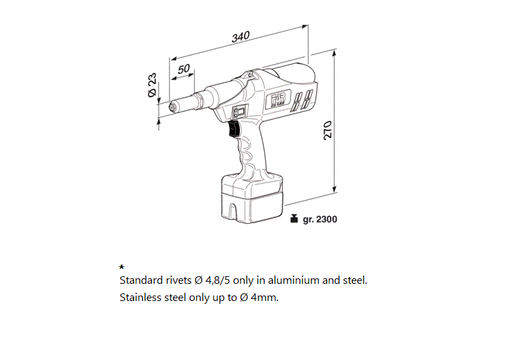 Nitteværktøj til blindnitter, batteridrevet, serie EB 400