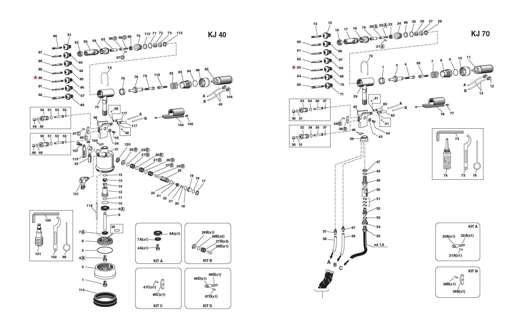 Reservedel til nitteværktøj, Trækbolt, M6, til serie KJ 40/50/70