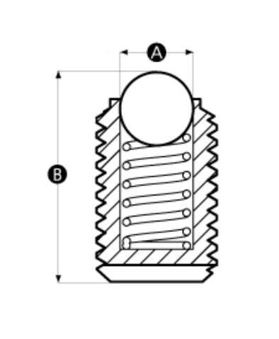 Kuglepositionsbolt, stål, højde = 10 mm, gevind = M4