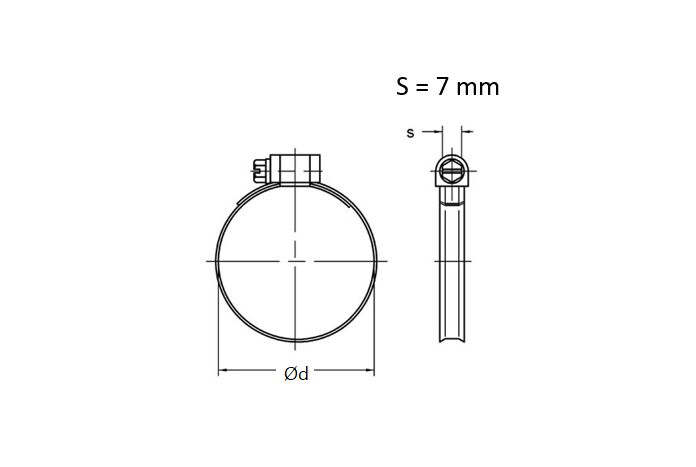 Komplet spændebånd, syrefast stål, Diameter interval: 50-65mm