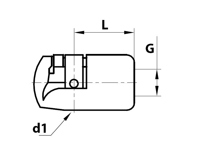 Endestykke, kuglehoved fitting, polyamid, M8, længde = 18 mm