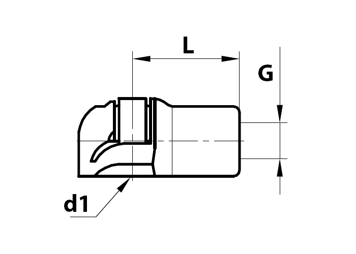 Endestykke, kuglehoved fitting, polyamid, M6, længde = 18 mm