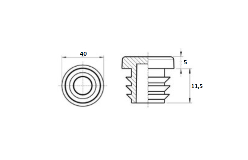 Rørprop, cirkulær, polyethylen, diameter=40