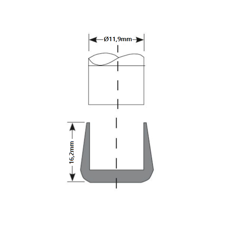 Dupsko, cirkulær, PVC, diameter=11,9, højde=16,2
