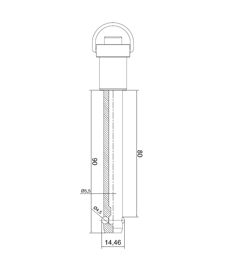 Kuglepallås med løftering, stål, dorndiameter = 12mm, højde = 80mm