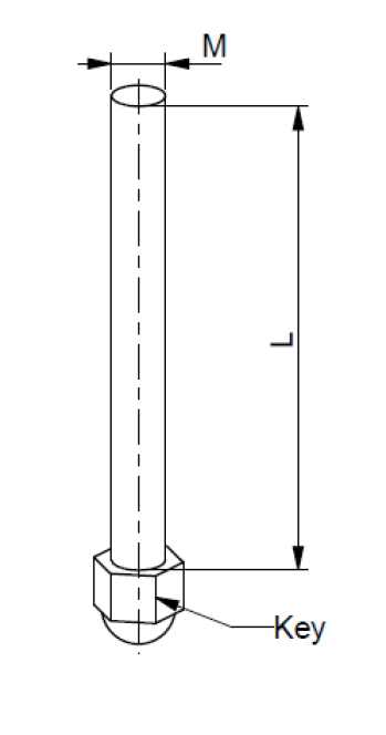 Gevindspindel , rustfrit stål,  gevindlængde = 125 mm, M16 og nøgle 24mm