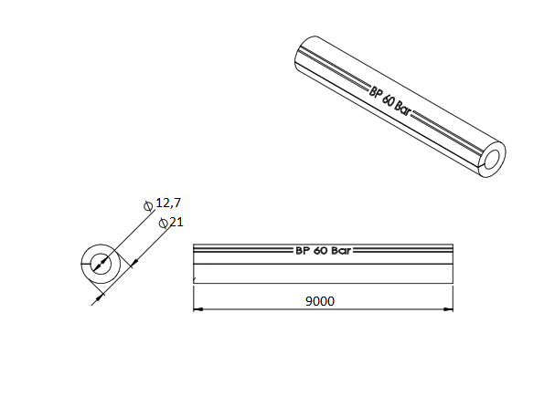 Slange, nbr, armeret, ydre d=21, indre d=12,7, tykkelse=4