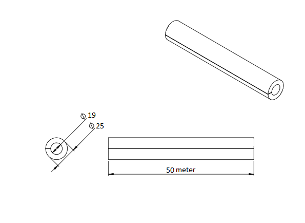 Slange, pvc, armeret, ydre d=25, indre d=19, tykkelse=3