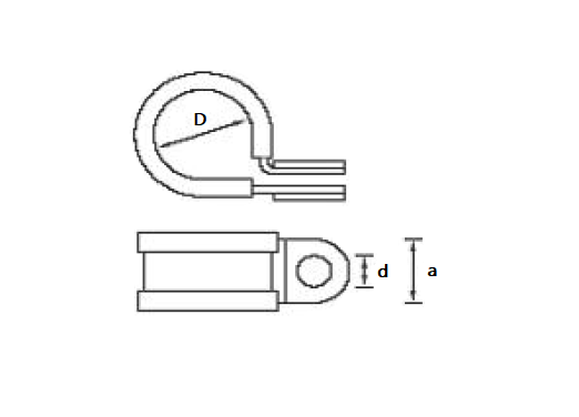 Rørbøjle med gummiindlæg, rustfrit stål, D=12mm, B=13mm