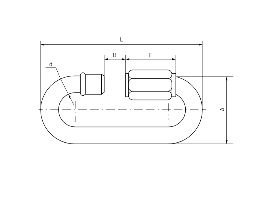 Quick link, syrefast stål, tråddiameter=4mm, L=39,5mm, B=19mm