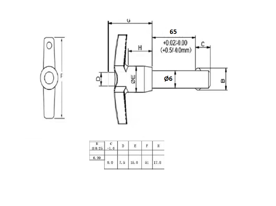 Kuglepallås med t-greb, rustfrit stål, dorndiameter = 6mm, højde = 65mm