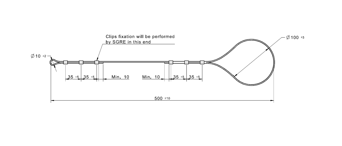 Wiresamling, stål, diameter = 1,3 - 2,3mm, L= 500mm